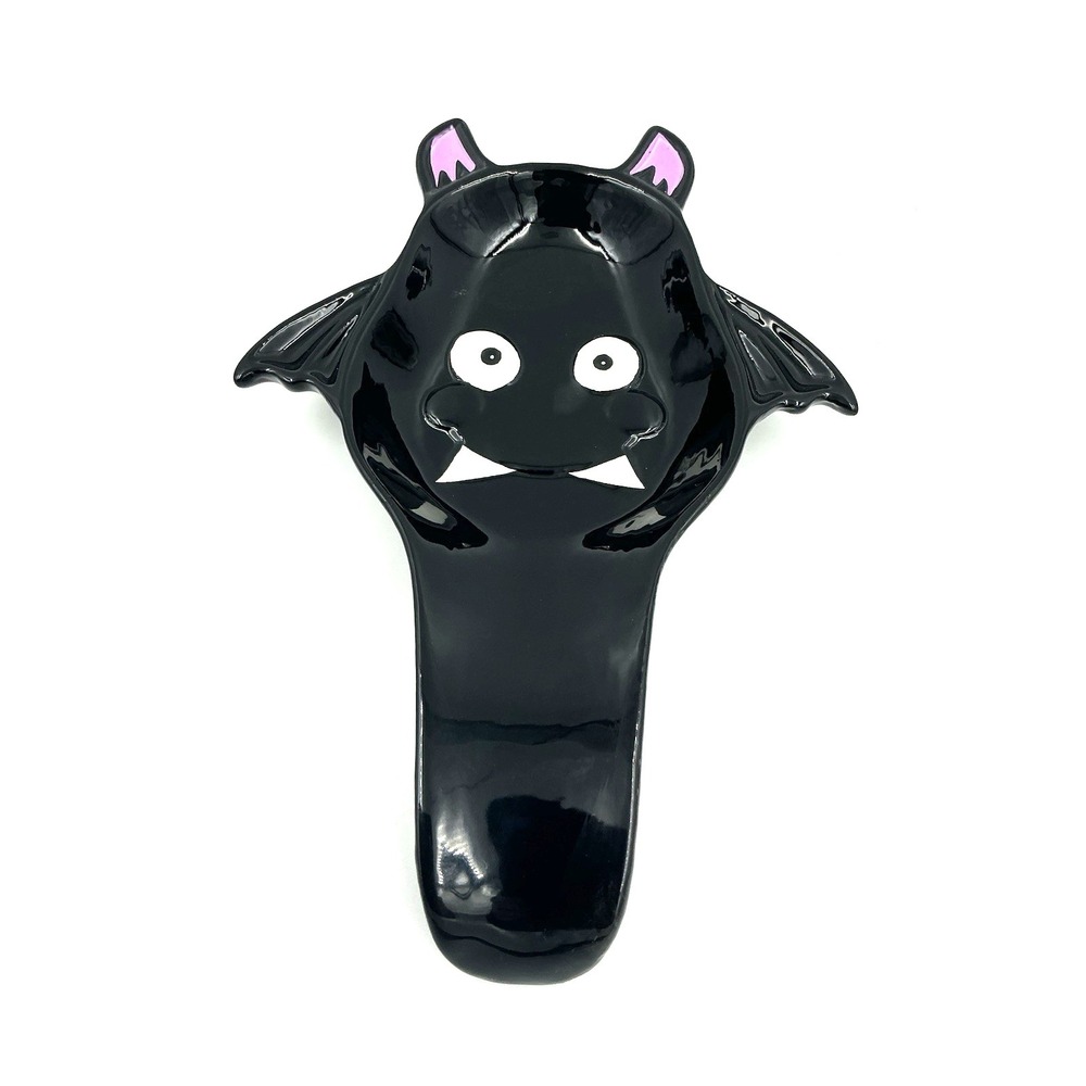 Vampire Bat Spoon Rest Halloween Jack O Lantern Lane Black Ceramic Cute New‎